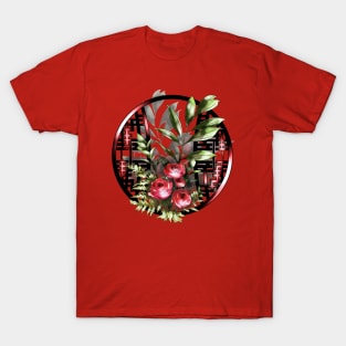 Red watercolor roses and a chinese lattice T-Shirt